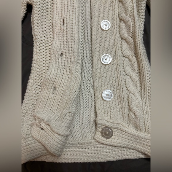 Y2K Wet Seal Women's Cream Cable Knit Short Sleeved Cardigan - Picture 6 of 8